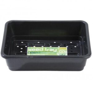 HEAVY DUTY BLACK PLASTIC SEED TRAYS WITH HOLES - HALF SIZE