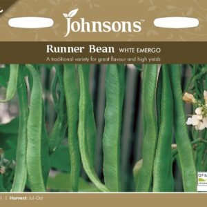 Johnsons Organic Runner Bean White Emergo 40 Seeds